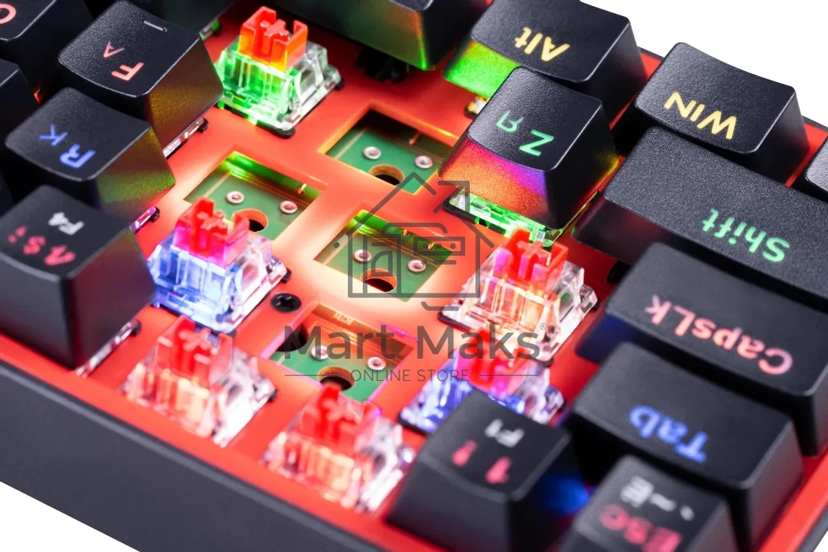 Клавиатура проводная REDRAGON Fizz RU,Rainbow,красные свитчи
