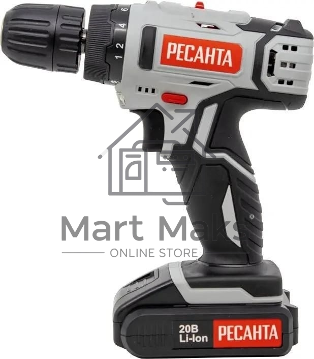 Дрель-шуруповерт аккумуляторная Ресанта ДА-20-2ЛК 75/14/11, Аккумуляторная, 20В, 2 АКБ, Кейс