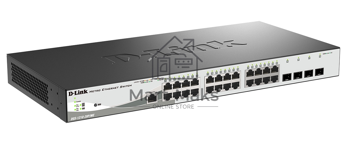 Коммутатор D-Link DGS-1210-28P/ME/B2A, 24×1 Гбит/с + 4×1 Гбит/с SFP, управляемый