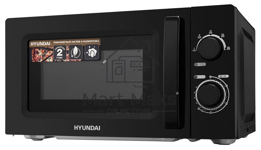 Микроволновая печь Hyundai HYM-M2008 черный, 20 л, 700 Вт, переключатели - поворотный механизм