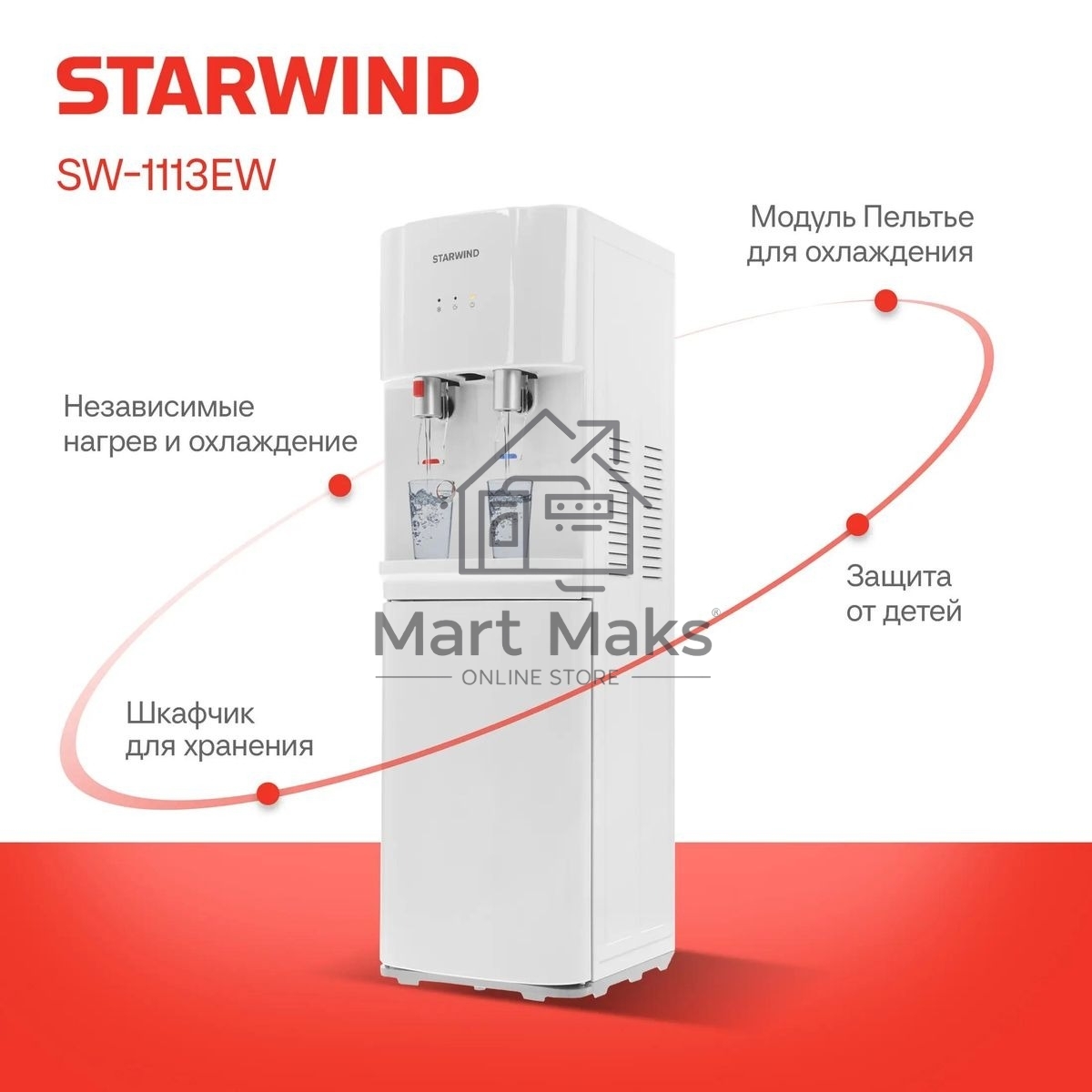 Кулер Starwind SW-1113EW напольный электронный белый