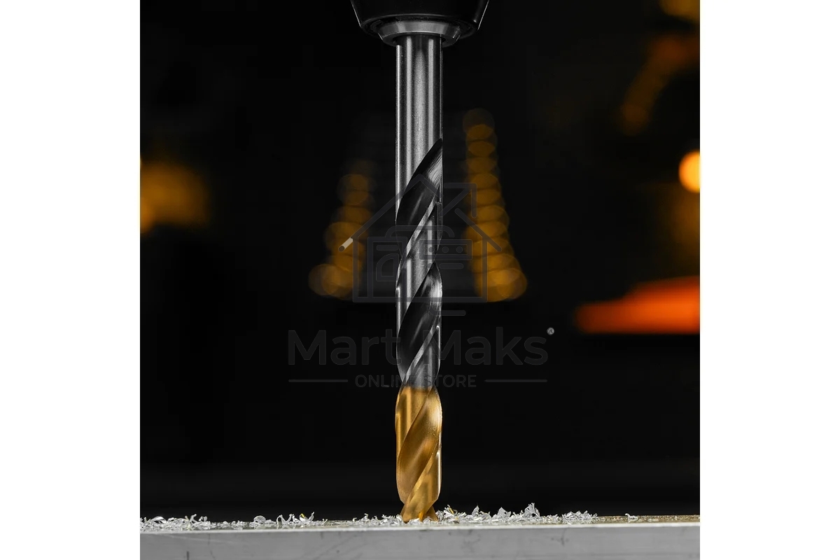 Сверло спиральное по металлу Denzel 12 x 151мм, Р6М5, Golden Tip, многогранная заточка