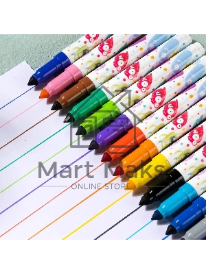 Фломастеры Deli EC155-12, пулевидный пишущий наконечник, 12 цветов, коробка с европодвесом