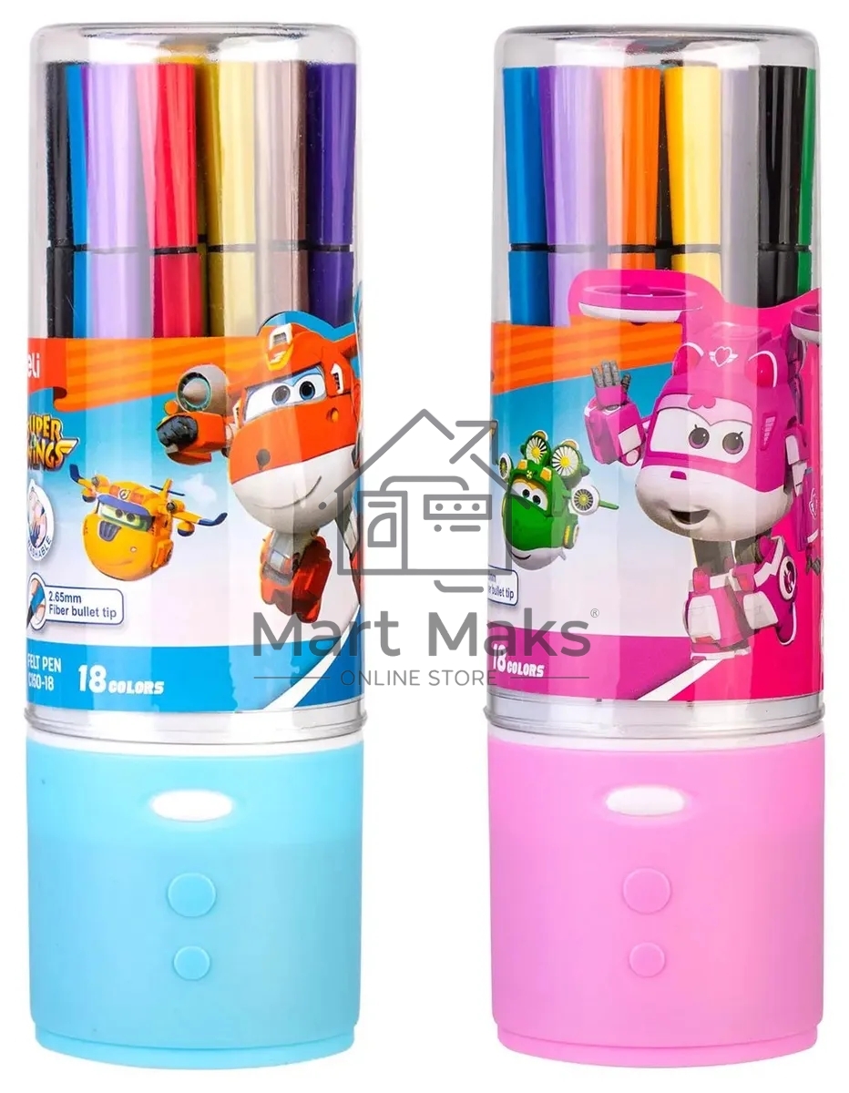 Фломастеры Deli EC150-18 Super Wings 18 цветов, пластиковая туба