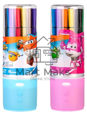 Фломастеры Deli EC150-18 Super Wings 18 цветов, пластиковая туба