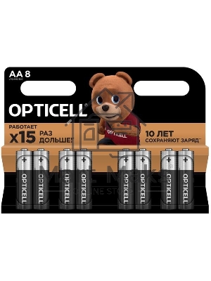 Элемент питания алкалиновый AA/LR6 (блист. 8шт) Basic Opticell 5051008