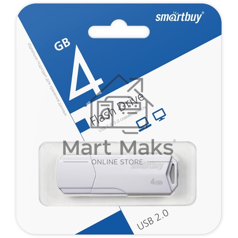Флешка USB R/W R/W SmartBuy 4Gb,CLUE White (SB4GBCLU-W)