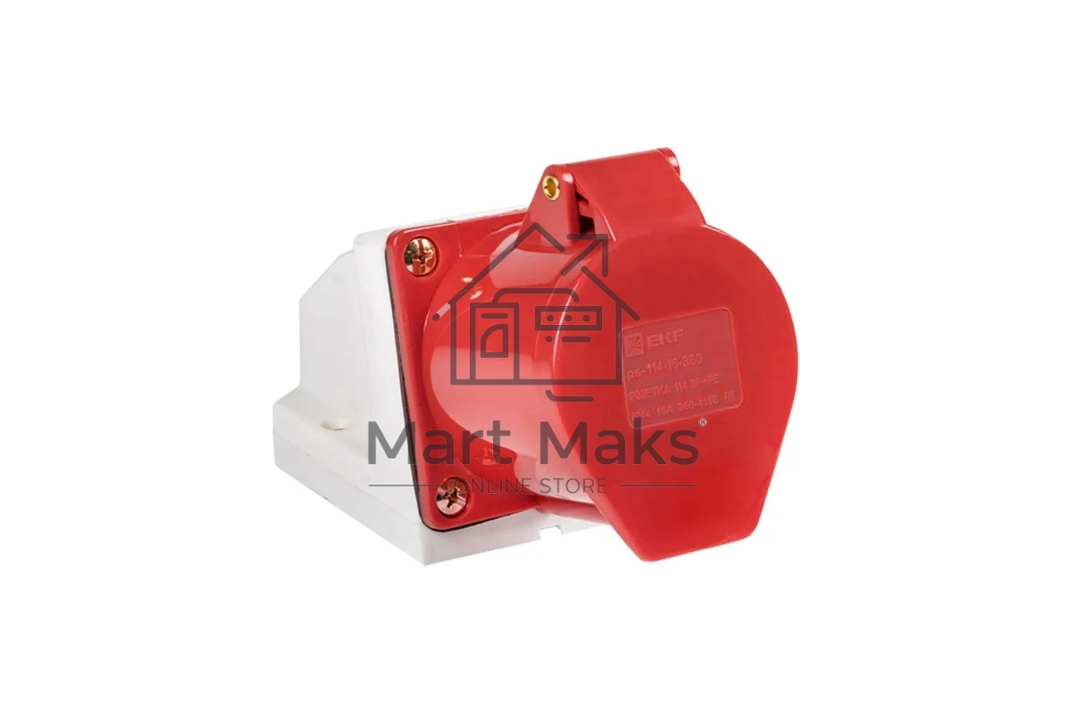Розетка стационарная наружная EKF ps-114-16-380 16А 380В 3P+РЕ IP44 (114)