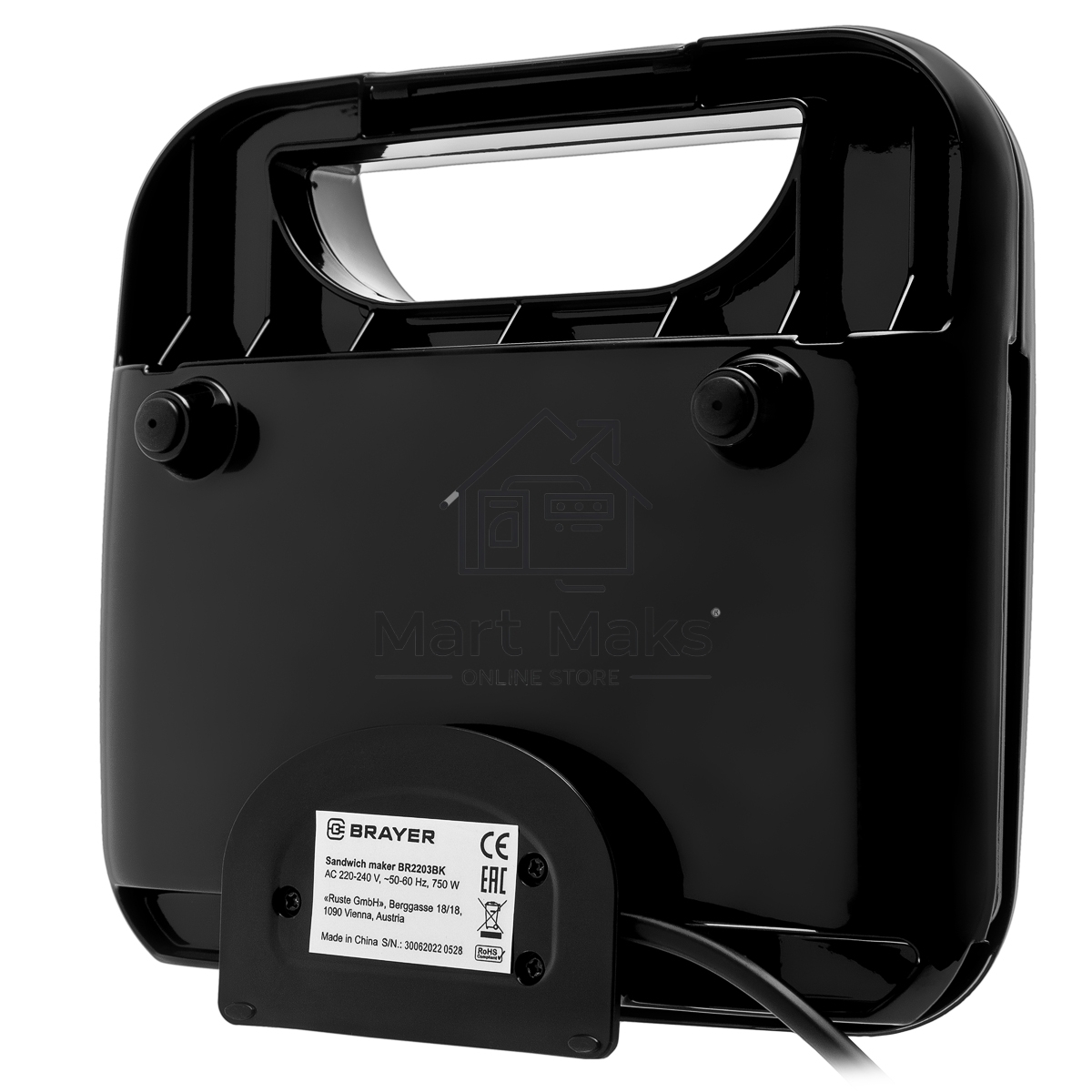 Сэндвичница BRAYER BR2203BK 750 Вт, черный