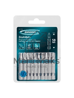 Бита GROSS 113036 PH3х50 мм, сталь S2, шестигр., 10 шт