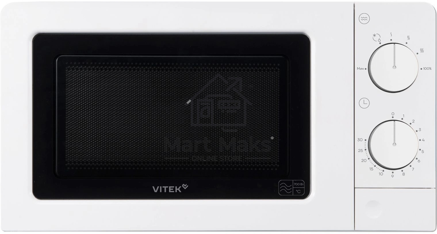 Микроволновая печь Vitek VT-MW0820 белый, 20 л, 700 Вт, переключатели - поворотный механизм