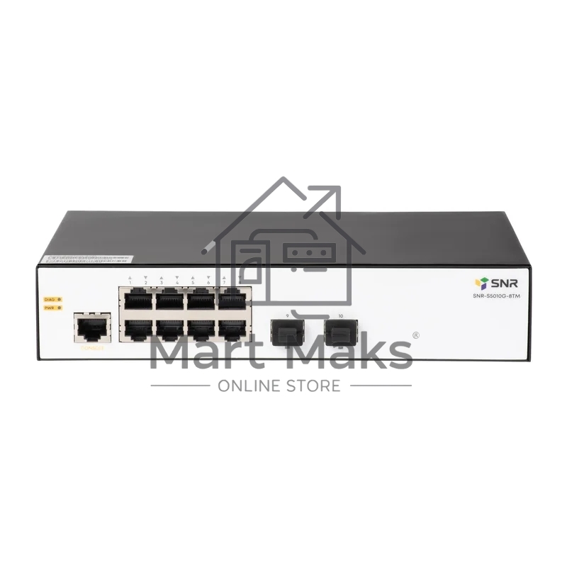 Коммутатор SNR SNR-S5010G-8TM, 8×1 Гбит/с + 2×2.5 Гбит/с SFP, управляемый