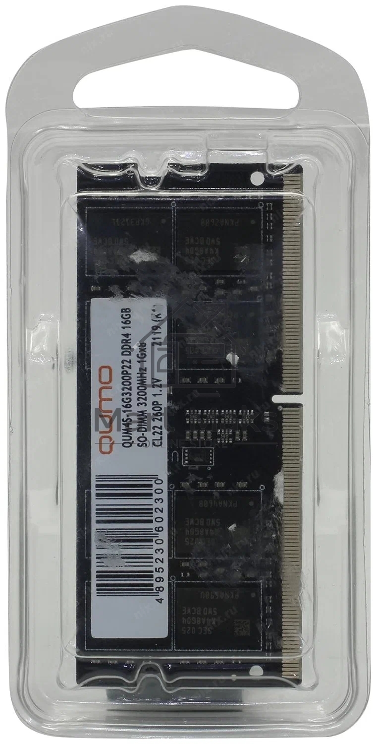 Оперативная память QUMO, DDR4, 16GB (1x16GB), 3200MHz, CL22, SO-DIMM