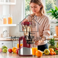 Соковыжималка шнекового типа Endever Sigma-102, красный/стальной, мощность 420 Вт, резервуар 1л, резервуар для мякоти 0,7 л, 2 шт./уп.