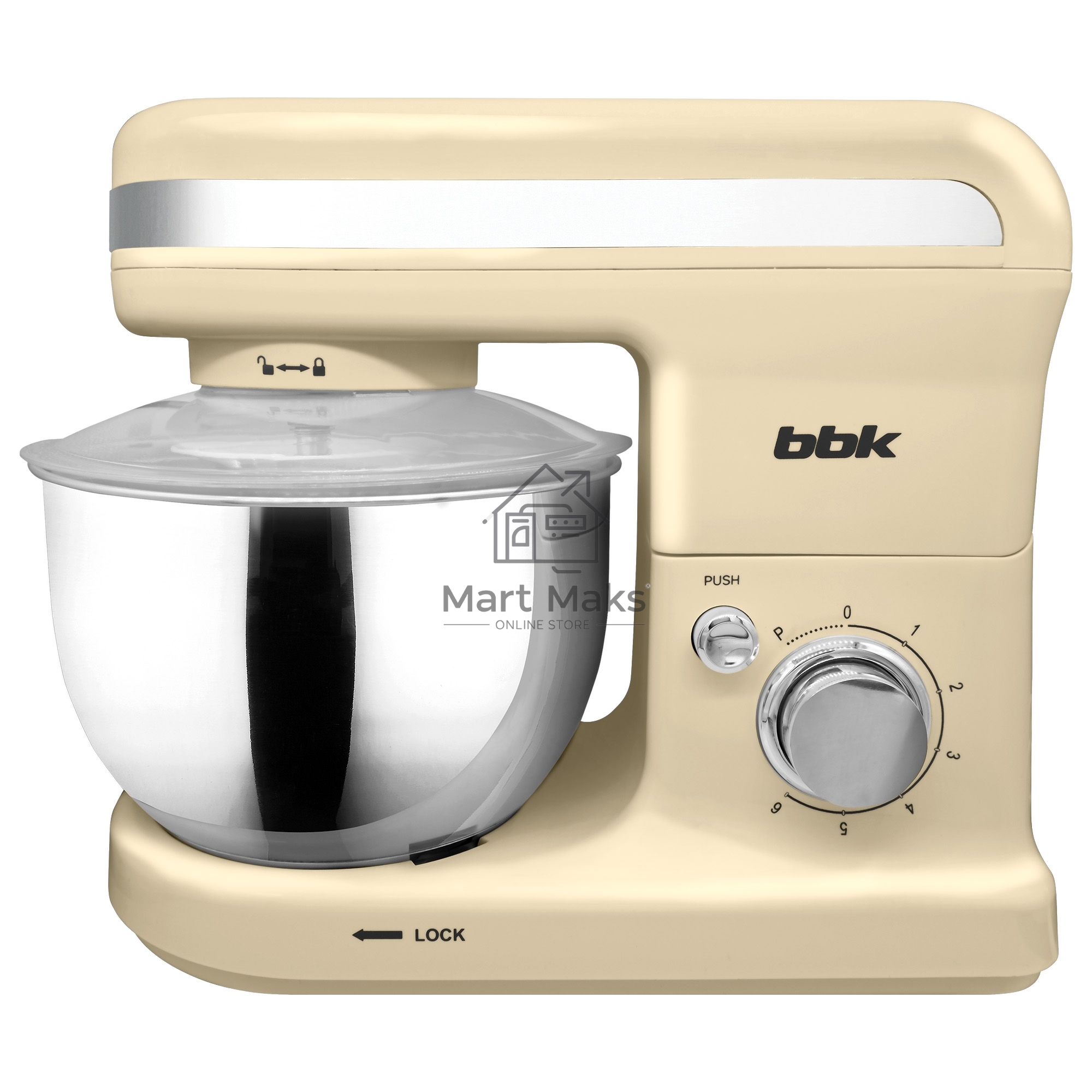 Миксер планетарный BBK KBM1401 бежевый, 1500 Вт, 4 л