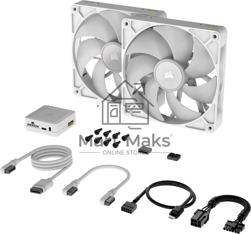 Вентилятор для корпуса Corsair iCUE LINK RX140 RGb (140x140x25мм, 4-pin PWM, RGb, 94.7CFM, 36dBA, 1700RPM, белый, 2pcs)