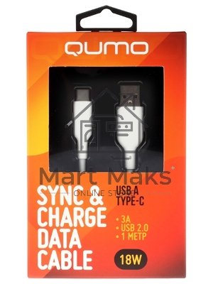 Кабель QUMO 32958 USB-A на Type-C, силиконовый, 1м, 3A, 18W (белый)