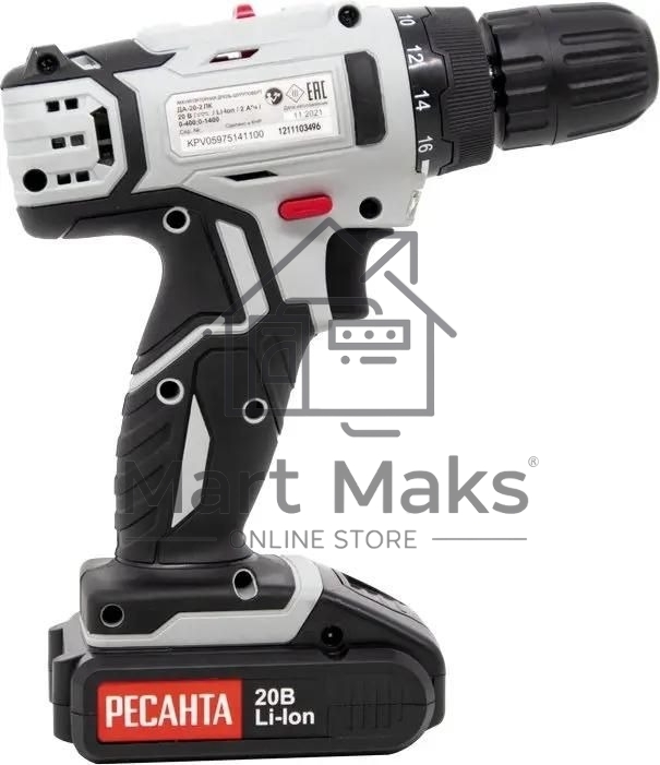 Дрель-шуруповерт аккумуляторная Ресанта ДА-20-2ЛК 75/14/11, Аккумуляторная, 20В, 2 АКБ, Кейс