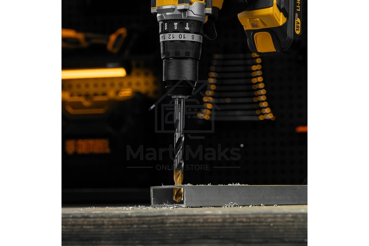 Сверло спиральное по металлу Denzel 12 x 151мм, Р6М5, Golden Tip, многогранная заточка