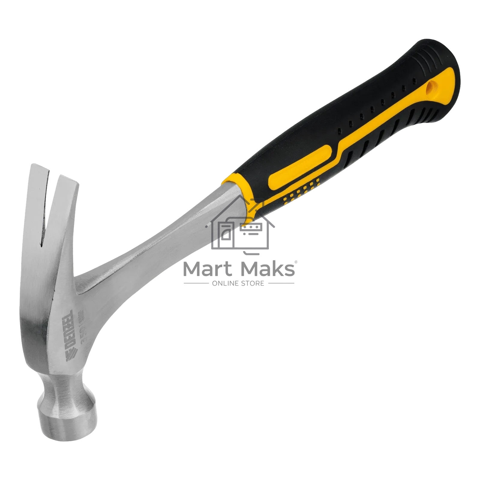 Молоток-гвоздодер Denzel 350 г, цельнометаллический, двухкомпонентная рукоятка