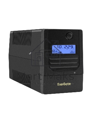 Источник бесперебойного питания ExeGate Smart LB-650.LCD.AVR.2SH (650VA/390W, LCD, AVR, 2*Schuko, батарея 12V 7Ah, черный)