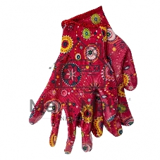 Перчатки садовые Palisad из полиэстера с нитрильным обливом, красные, S