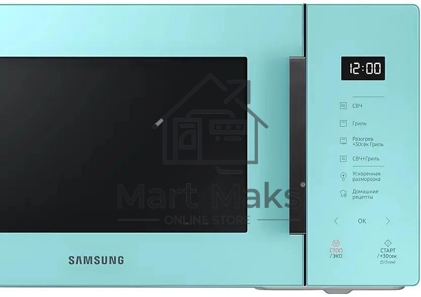 Микроволновая печь Samsung MG23T5018AN/BW голубой, 23 л, 800 Вт, переключатели - сенсор