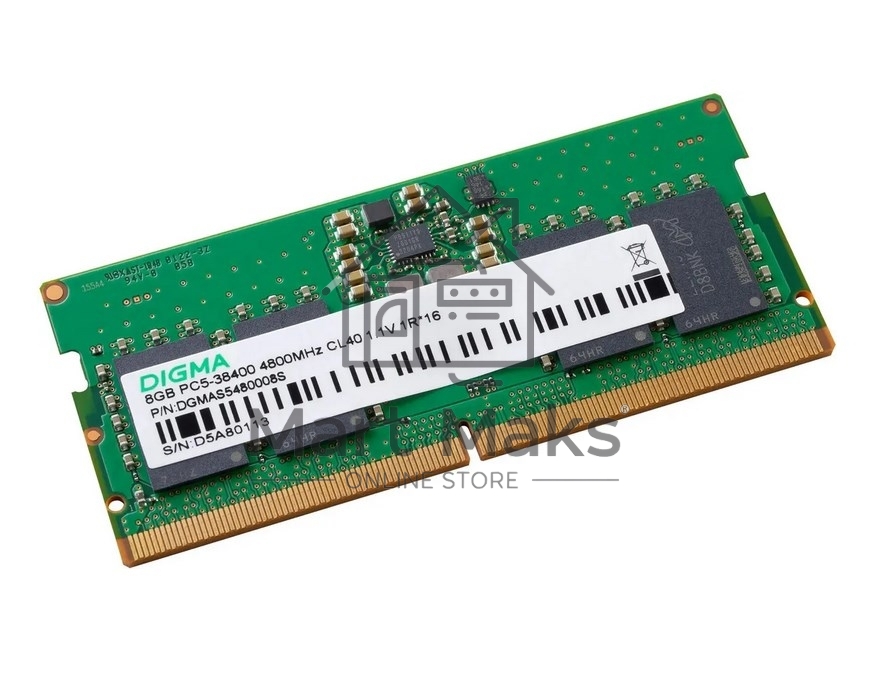 Оперативная память Digma, DDR5, 8GB (1x8GB), 4800MHz, CL40, SO-DIMM