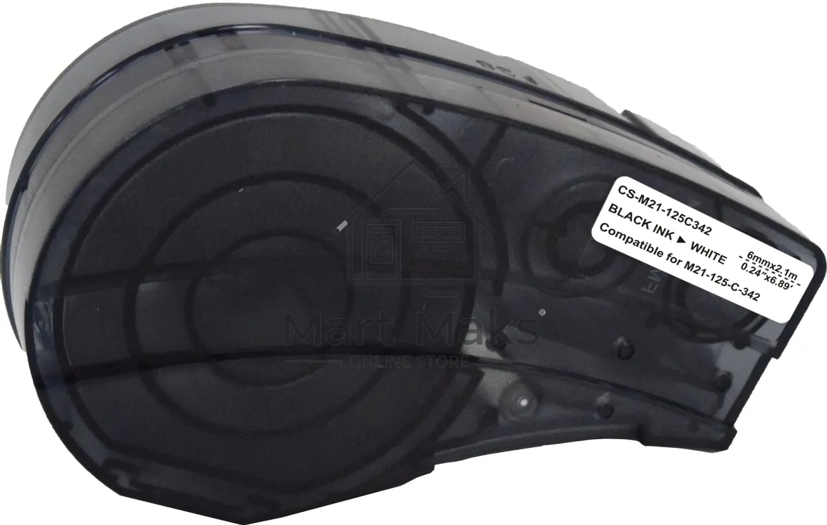 Картридж ленточный Cactus CS-M21-125C342 черный шрифт, белый фон (6 мм, 2.1 м) для Brady BMP21-PLUS, BMP21, BMP21-LAB