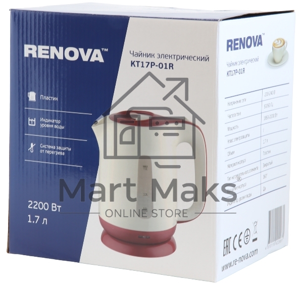 Чайник электрический Renova KT17P-01R Пластик