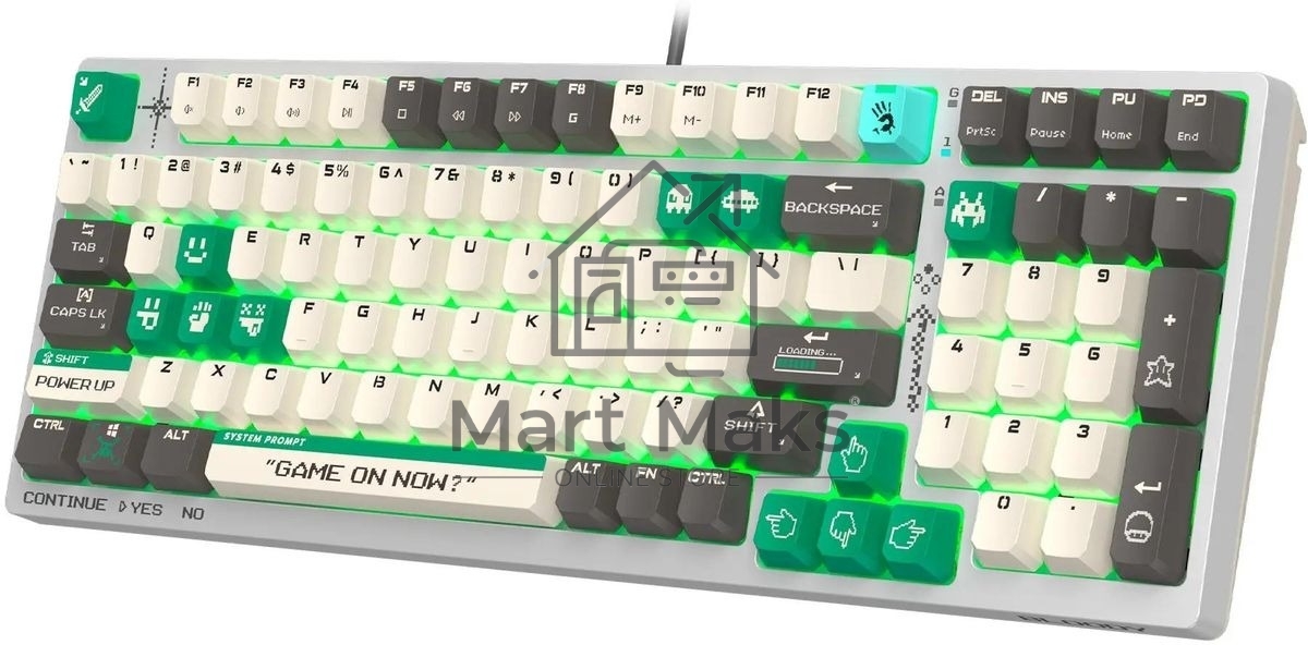 Клавиатура A4Tech Bloody S98 Pixels Green проводная USB белый/бежевый
