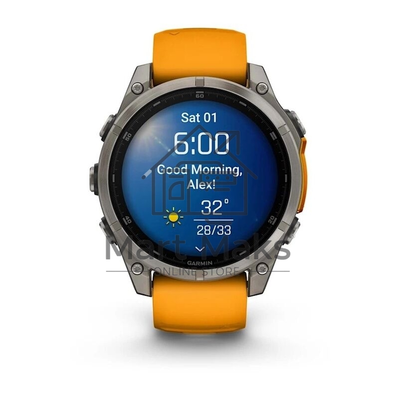 Смарт-часы Garmin Fenix 8 AMOLED Sapphire титановый серый, оранжевый 47мм