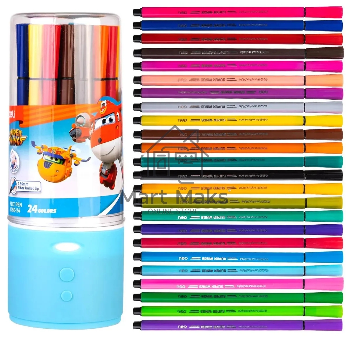 Фломастеры Deli EC150-24 Super Wings 24цв. пластиковая туба