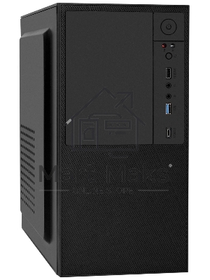Компьютерный корпус Minitower ExeGate BAA-308UC-UNS350 (mATX, БП UNS350 с вент. 12см, 1*USB/1*USB 3.0/1*TypeC, HD Audio, черный)