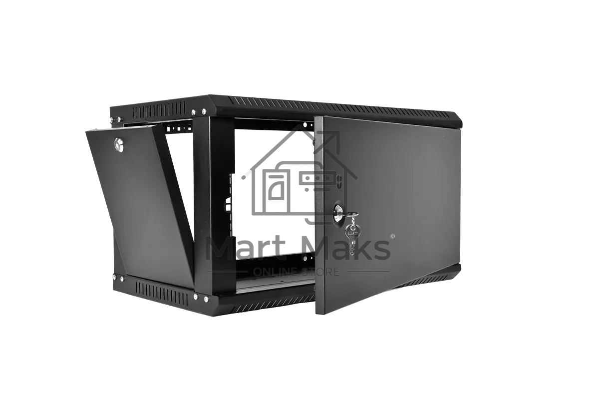 Шкаф телекоммуникационный настенный разборный ЦМО ЭКОНОМ 9U (600 x 650) дверь металл, цвет черный (ШРН-Э-9.650.1-9005)