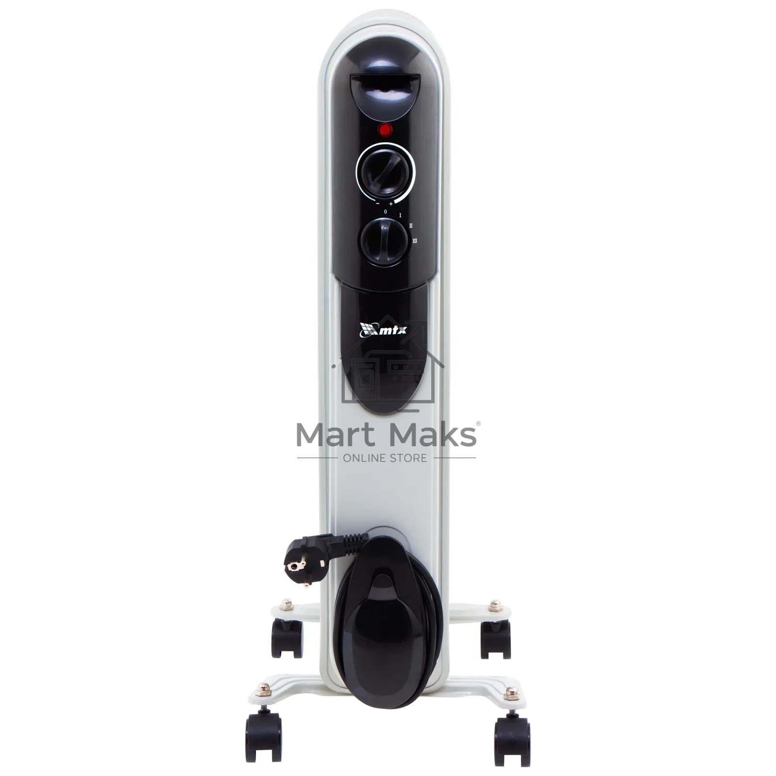 Масляный обогреватель MTX OCH-1500, белый, 1500 Вт, 15 м2, термостат