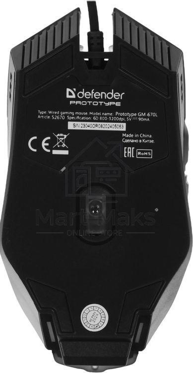 Мышь проводная Defender Prototype GM-670L черный, 2400 dpi, USB, кнопки - 6