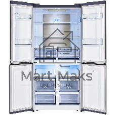 Холодильник LEX LCD505BmID синий/металл трехкамерный 321/144л морозилка снизу, No Frost, Side by Side