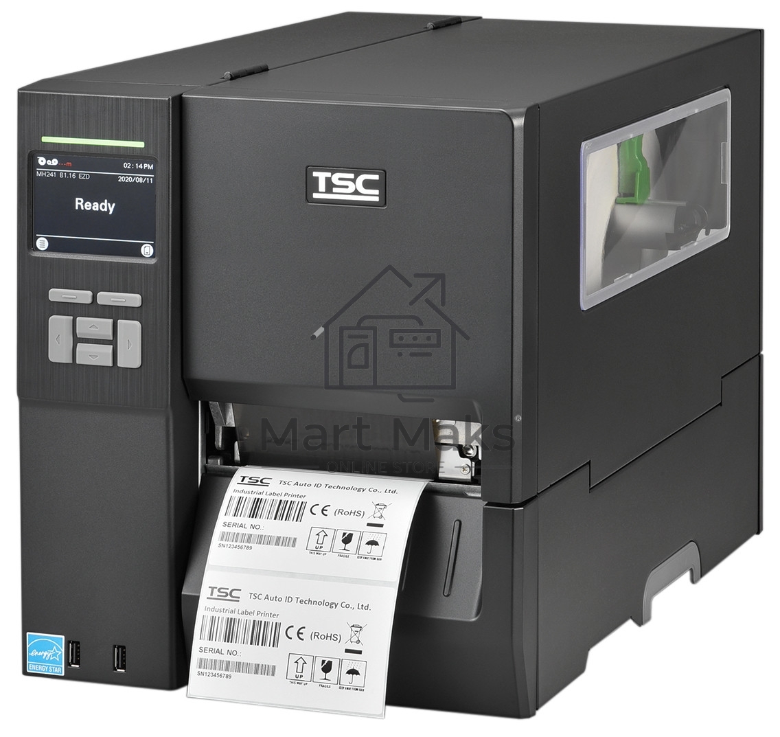 Принтер этикеток термотрансферный TSC MH241T 203 dpi, 356 мм/сек, USB, RS-232, Ethernet, USB Host, черный