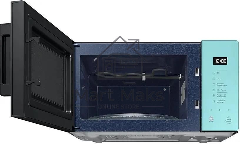 Микроволновая печь Samsung MG23T5018AN/BW голубой, 23 л, 800 Вт, переключатели - сенсор