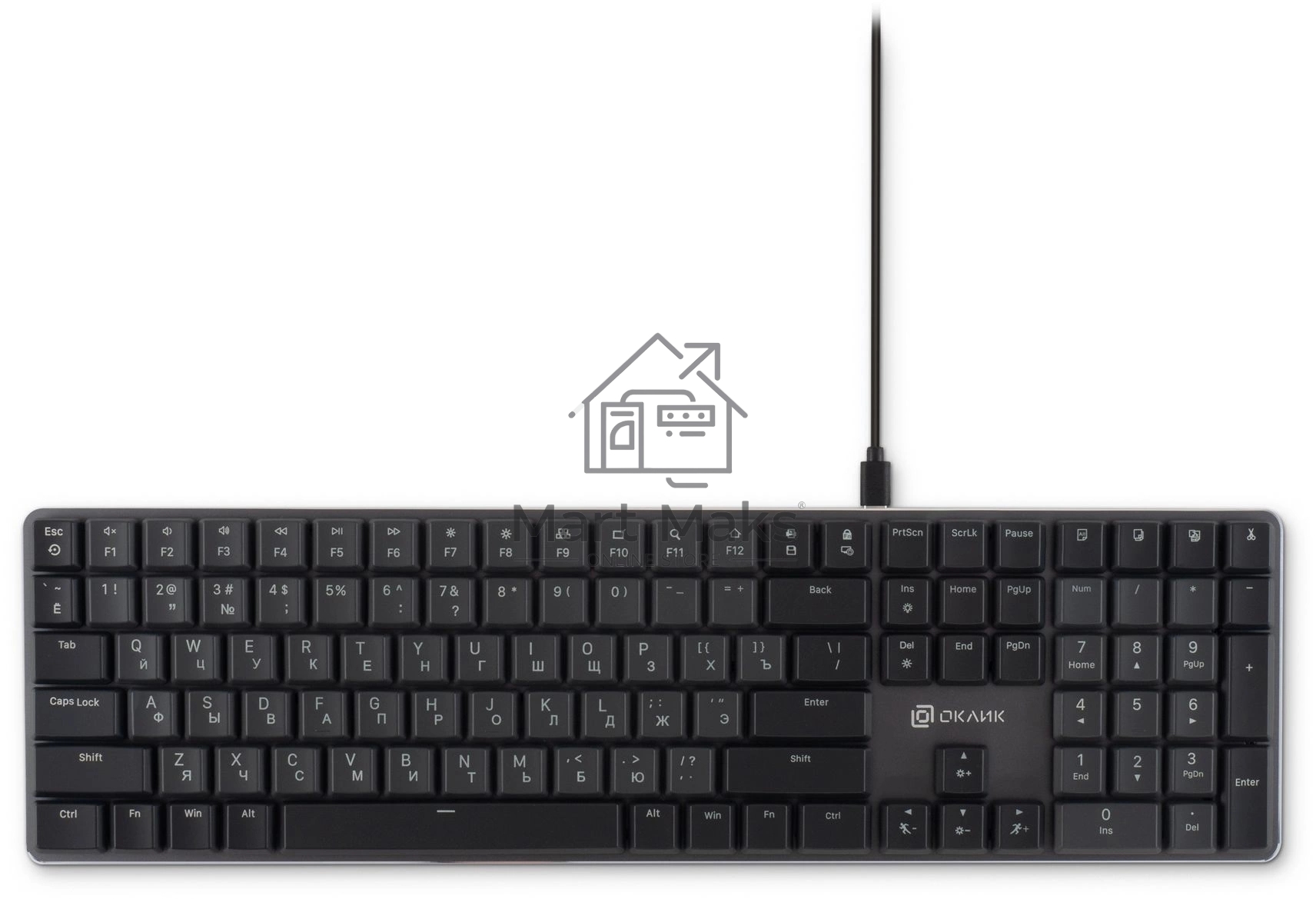 Клавиатура Oklick K953X (1901086) проводная, USB, черный/серый