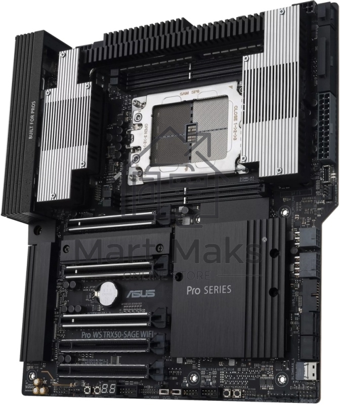 Материнская плата ASUS Pro WS TRX50-SAGE WIFI, sTR5, AMD TRX50, 4xDDR5, 4xSATA, 3xM.2, 1xSlimSAS, 1xPCI-E 5.0 x8, 1xPCI-E 4.0 x16, 1xPCI-E 4.0 x4, 2x 10Gb LAN, 2xUSB-A 2.0, 6xUSB-A 3.2 Gen 2, 1xUSB-C 3.2 Gen 2x2, 2x3.5 мм, 5.1, E-ATX