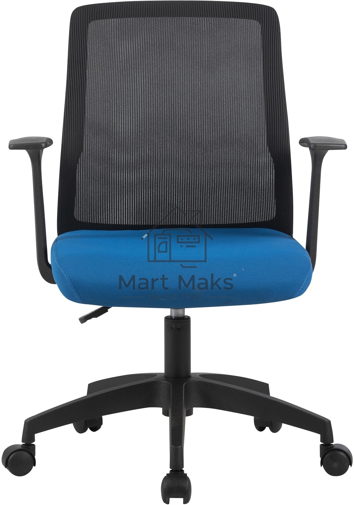 Кресло компьютерное Cactus CS-MC222-BKBL черный, сиденье темно-синий, сетка/ткань, низк.спин. крестов. пластик, пластик черный