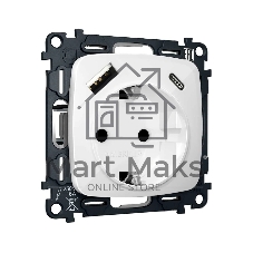Комплект механизма электрической розетки OMEGA Белый глянец 2USB A+C 20W (быстрая зарядка) с/з QUANT (OP1100, VM160) MO110010