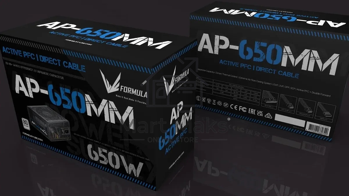 Блок питания Aerocool / Formula ATX 650W AP-650ММ 80 PLUS WHITE (20+4pin) APFC 120mm fan 6xSATA RTL
