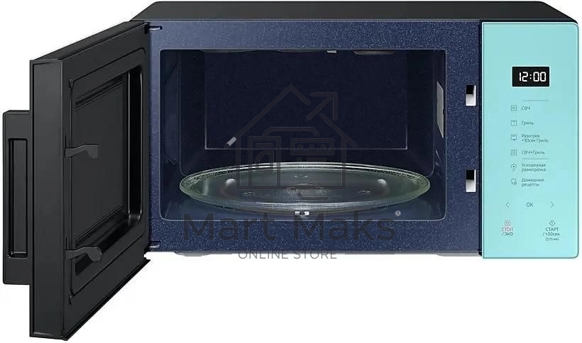 Микроволновая печь Samsung MG23T5018AN/BW голубой, 23 л, 800 Вт, переключатели - сенсор