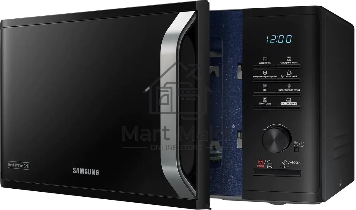 Микроволновая печь Samsung MG23K3575AK черный, 23 л, 800 Вт, переключатели - поворотный механизм/кнопки