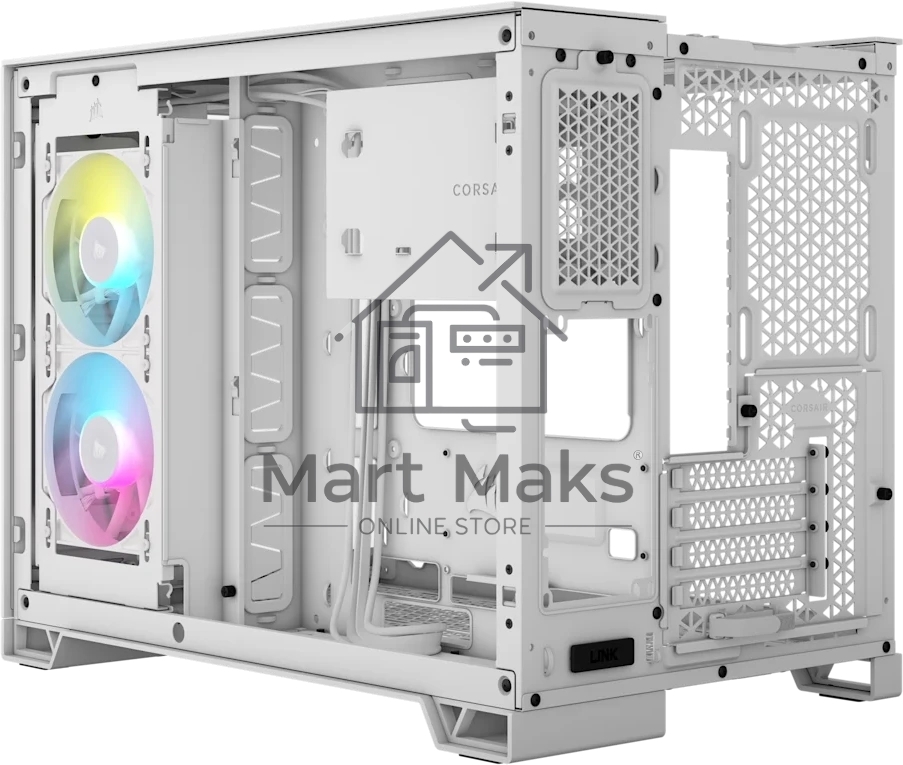 Компьютерный корпус без блока питания Case Corsair iCUE LINK 2500X RGB, Midi-Tower, TG, 2x120mm RGB, 2xUSB-A 3.2, 1xUSB 3.2 Type-C, mATX, mITX White