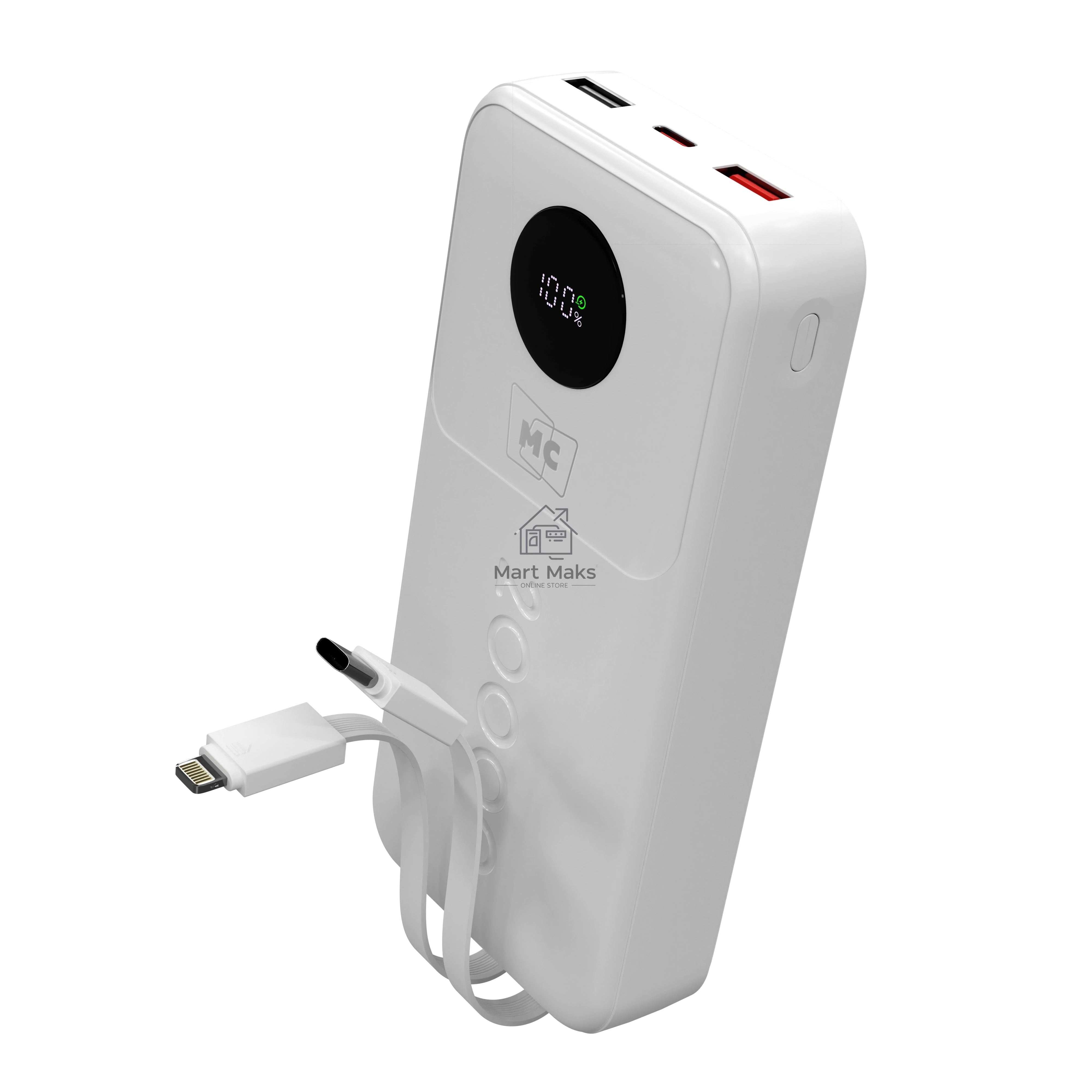 Внешний аккумулятор MORE CHOICE (4620202552822) PB35-20 20000mAh 2USB+1Type-C 3.0A 22.5W+PD20W+QC3.0, белый
