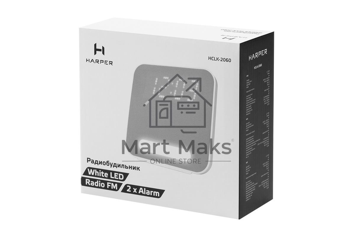 Радиобудильник Harper HCLK-2060 белый/серый - белый led